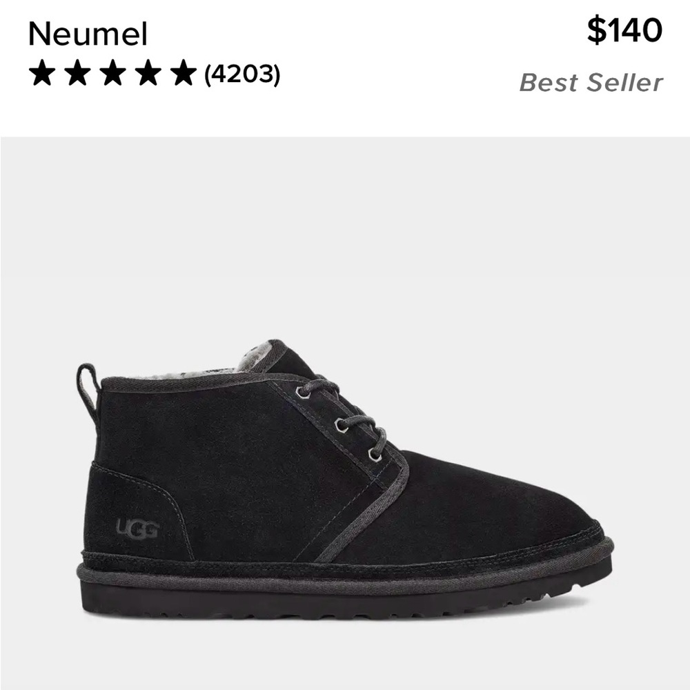 NWT UGG Men’s size 10 Neumel Black Suede Classic Boots